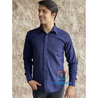 Promoção Super Atacado: Camisas Masculinas Slim Fit Estampadas e Xadrez - P ao GG - Azul Claro