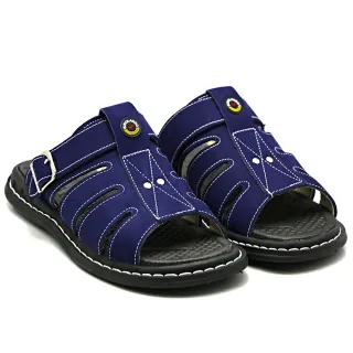 Oferta Sandália Anti Stress Masculina Couro Franciscana Chinelo - Azul
