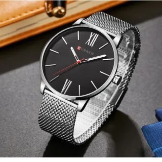 Relógio de Moda Curren Ouro Quartzo Masculino - black grey