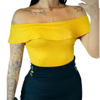 Blusa Canelada Feminina Premium Ombro a Ombro Ciganinha - Bordô