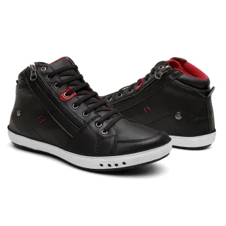 Promoção de Lançamento: Sapatênis Casual Masculino em Couro Botinha Cano Médio - Azul