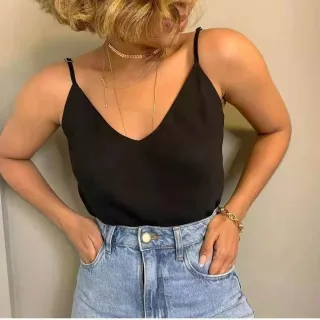 Regata Feminina Alcinha Liso - Top Qualidade Gola V1