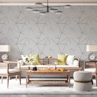 Rolo Papel Parede Adesivo Geométrico Zara Cinza Prata Moderno Triângulo - Único