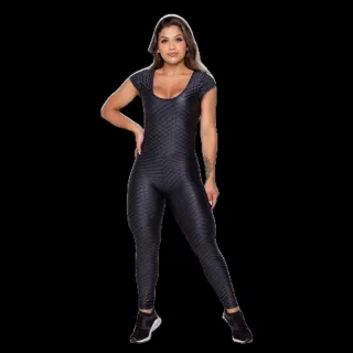 Roupas para Academia Feminino - Macacão Fitness Dily Básico com Bojo Removível em Poliamida