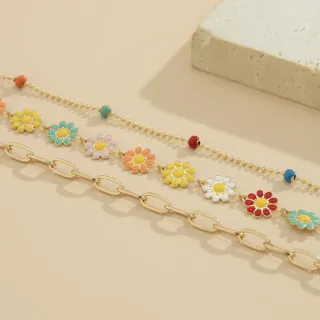 Colar de Gargantilha Pequena Colorida Separável em Camadas para Mulheres - Escolha de Valor - Colorido