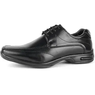 Relógio Original + Kit Sapato Social Masculino Elegante Ortopédico com Palmilha em Gel - Preto