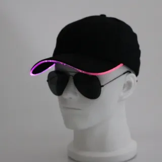 Moda Personalidade Boné Luminoso LED Unisex Corrida Fibra Óptica - White/Pink