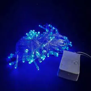 Decoração Natal Pisca Pisca Luz Azul 100 Led Fio Transparente 8 Funções - Único