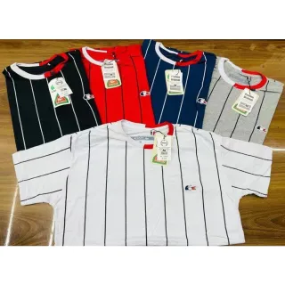 Moda top: Camiseta Masculina Listras Verticais em Algodão de Alta Qualidade - Branco