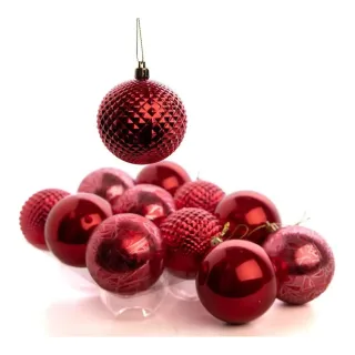 Enfeite Natalino Kit com 12 Bolas Coloridas para Árvore de Natal 7cm - Dourado