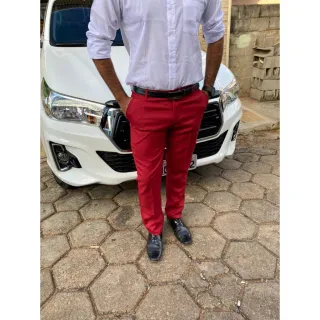 Promoção calça slim marsala oxford social masculina - Marsala