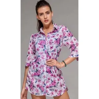 Camisão Estilo Chemise Bata Feminina - Saída De Praia - Cor 11 - Lilas
