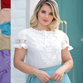 Moda Evangélica de alta costura: Blusas únicas com bordados e detalhes - MODELO 8
