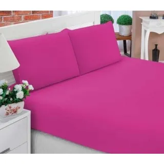 Lençol de Cama Casal com Elástico Liso - Kit 3 peças - palha