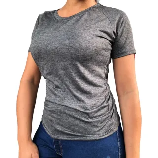 Fitness Camiseta Feminina Dry Fit Academia - Cinza