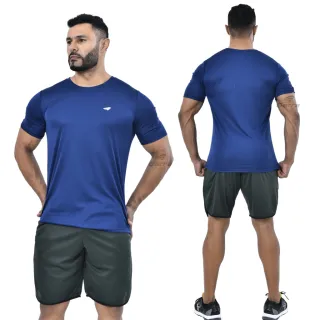 Camisetas Fitness Masculina Dri Fit Kit 3 - Treino Academia Corrida - 1 Preto - 1 Cinza - 1 Royal