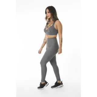 Roupas Fitness Feminino Conjunto Legging e Top para Academia - Preto
