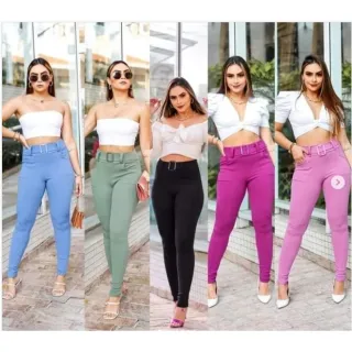 Veste Super Bem Calça Feminina Xadrez Skinny com Cinto - Vinho