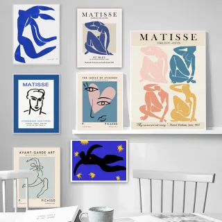 Decoração do quarto: Arte abstrata em lona azul Matisse - 04