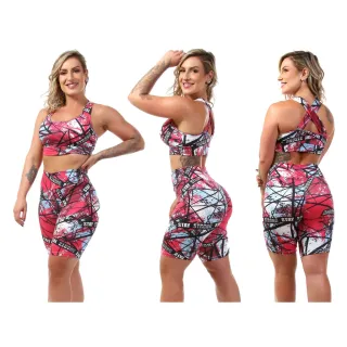 Raryel Conjunto Feminino Suplex Liso: Bermuda Ciclista + Top - G - 40/42