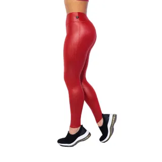 Legging Brilho Molhado Couro Cintura Alta Lycra - Preto