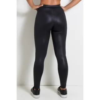 Moda Blogueira Calça Legging Feminina Cirre Tipo Couro - Calça comum Preta