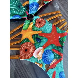 Biquíni preto cavado com tirinhas - Maiô bory bikinis - Estampa 1  Folhas