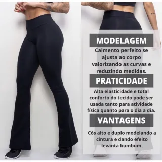 Legging Flare Feminina - Calça Boca de Sino - Preta