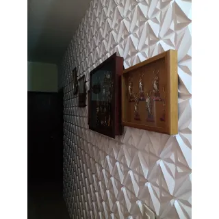 Painel 3D Revestimento Parede Gesso Luxo - Kit com 10 Placas - Estrela Preta