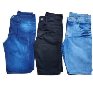Elastano Bermuda Masculina Jeans - Preta