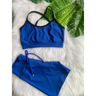 Top Alcinha fitness feminino e Conjunto de Academia Short com cordinha - VERDE COM BRANCO