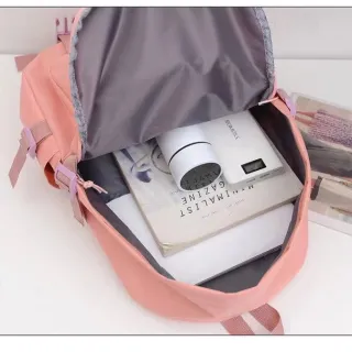 Moda Coreana Casual Feminina Masculina: Mochila Escolar Impermeável - 014Azul