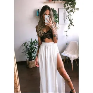 Modelo exclusivo de Saia Longa Lunar de Luxo - cinza chumbo