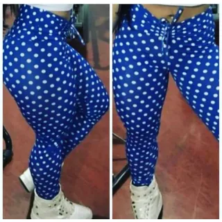 Moda Feminina: Leg Estampado de Corda Poá para Academia - Azul
