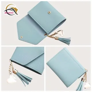 Porta-Cartões com Franjas - Bolsa de Mão Feminina - Vermelho