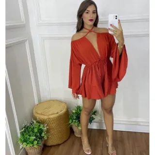 Manga Flare Macaquinho Liso VERÃO - Azul