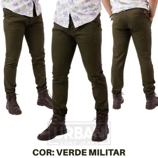 Calça Brim Social Masculina Esporte Fino com Elastano - AZUL MARINHO+CREME AREIA+PRETA