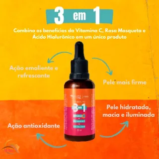Max Love Sérum Facial Vitamina C + Rosa Mosqueta + Ácido Hialurônico 30ML - 3 Em 1 - Único