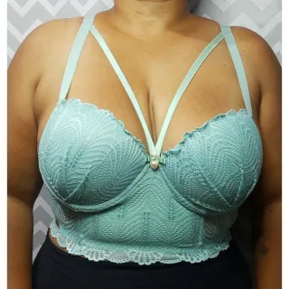 Soutien Rendado Plus Size com Bojo e Alça Reforçada - Promoção - Marinho