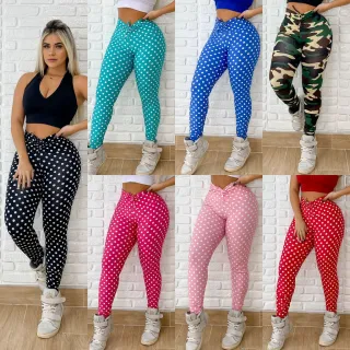 Moda Fitness Feminina: Calça Legging de Poá - Rosa Pink