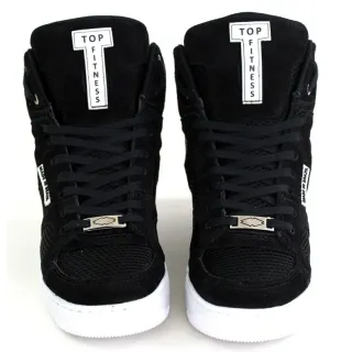 Tenis Top Fitness Moda Sneaker Botinha Cano Alto Feminino Masculino Preto/Branco - 38