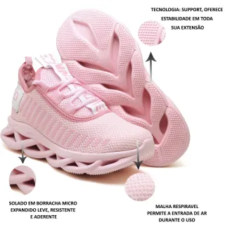 Lançamento Tênis Evoltenn Feminino Easy Style Preto Pink
