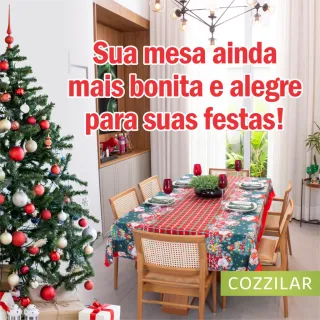 Toalha de Mesa Estampada Quadrada Natalina - 1,40m x 1,40m - Modelo 12