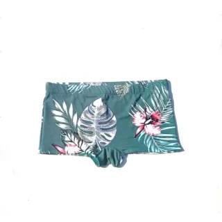 Verão Praia Lycra Adulto Masculina Sunga Poliamida Short - ROSA FOLHAGEM VERDE NORMAL