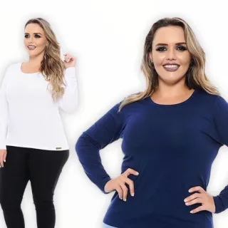 Blusa Gola V Segunda Pele Manga Longa Feminina - Cinza