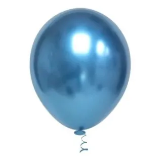 Kit com 10 Balões Metalizados e de Confetes Azul - Único