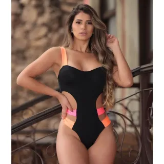 Body Neon Feminino Varias Cores Com Bojo Duplo Forrado Elastico - ROSA PINK COM ALÇA ROSA
