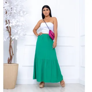 Moda feminina: Saia longa duas maria em viscolinho - Marsala