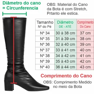 Bico Quadrado Confortável Zíper Stretch Salto Alto GiGiL - Bota Feminina - Preto