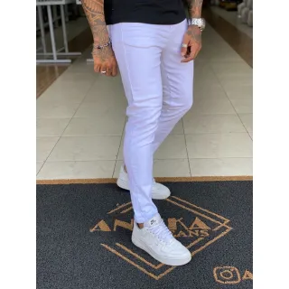 Premium Super Skinny Calça Jeans Branca Masculina - CALÇA BRANCA